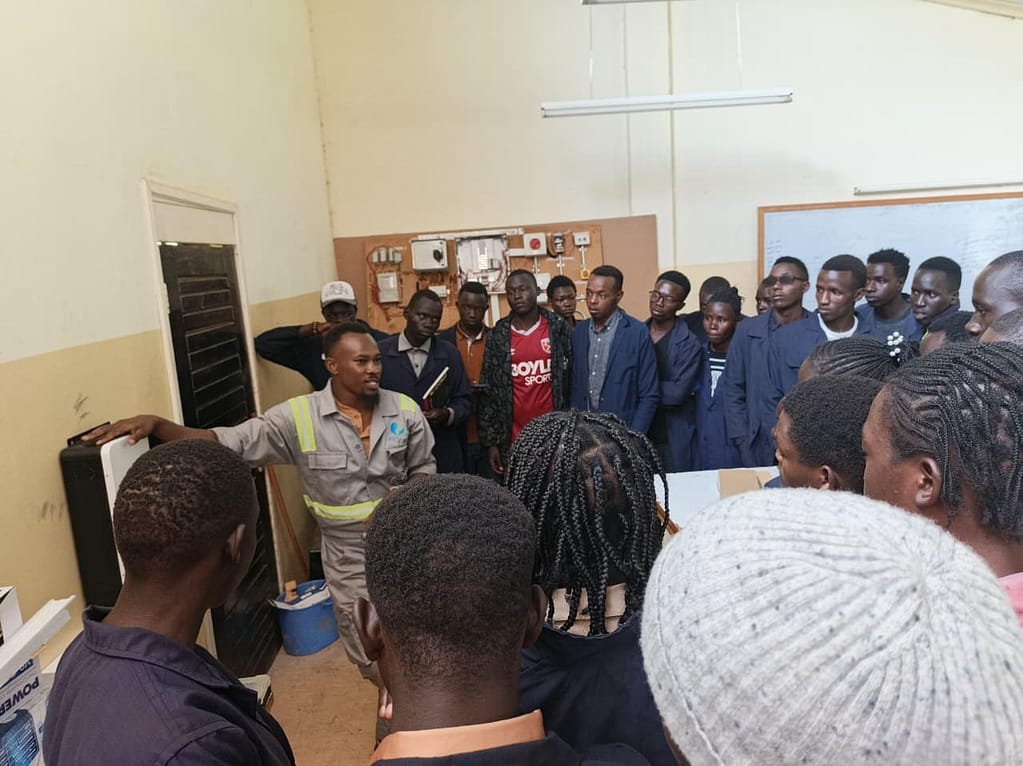 Eng John, from Plexus Energy Limited, working his magic at Eldoret National Polytechnic a TVET school.